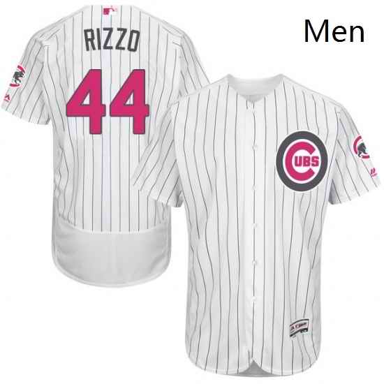 Mens Majestic Chicago Cubs 44 Anthony Rizzo Authentic White 2016 Mothers Day Fashion Flex Base MLB Jersey